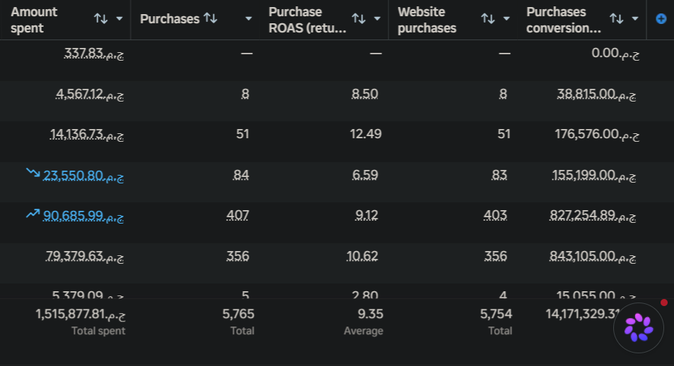 Meta Ads Manager result screenshot